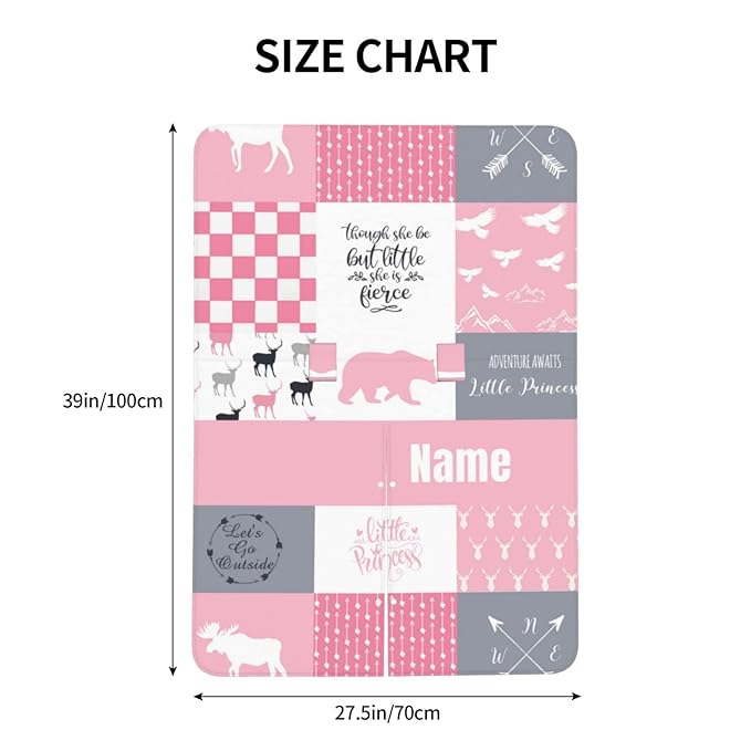 Personalized Woodland Deer Pink Baby Car Seat Canopy for Babies with Name, Custom Adventure Car Seat Covers for Girls, Opening Minky Nursing Breastfeeding Cover Infant Carseat Canopies for Newborn