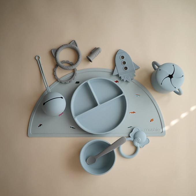 mushie Silicone Suction Plate | BPA-Free Non-Slip Design (Powder Blue)
