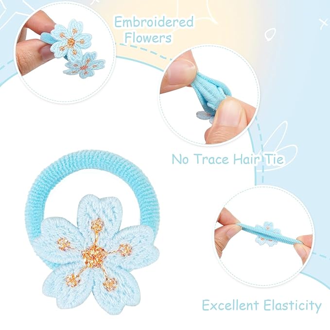 JOYOYO 30PCS 1.25 Inch Baby Girls Hair Ties with Flower,Soft Elastics Ponytail Holders Hair Accessories for Infants Toddlers Baby Girls