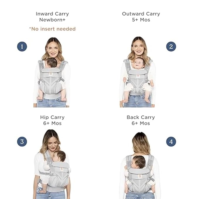 Ergobaby Omni Classic Baby Carrier Newborn to Toddler - Breathable Baby Carriers for Summer - All-Position Carrier with Lumbar Support (7-45 Pounds), Mesh, Onyx Black