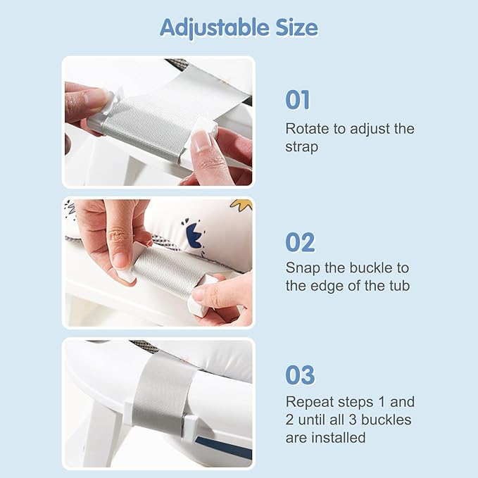 Colorlife Baby Bath Seat Support Net Infant Bathing Seat Support Mat, Adjustable Comfortable Non-Slip Three-Pointed Baby Shower Net Bathtub Sit Up Mesh for Newborn 0-12 Months-Crown(No Bathtub)