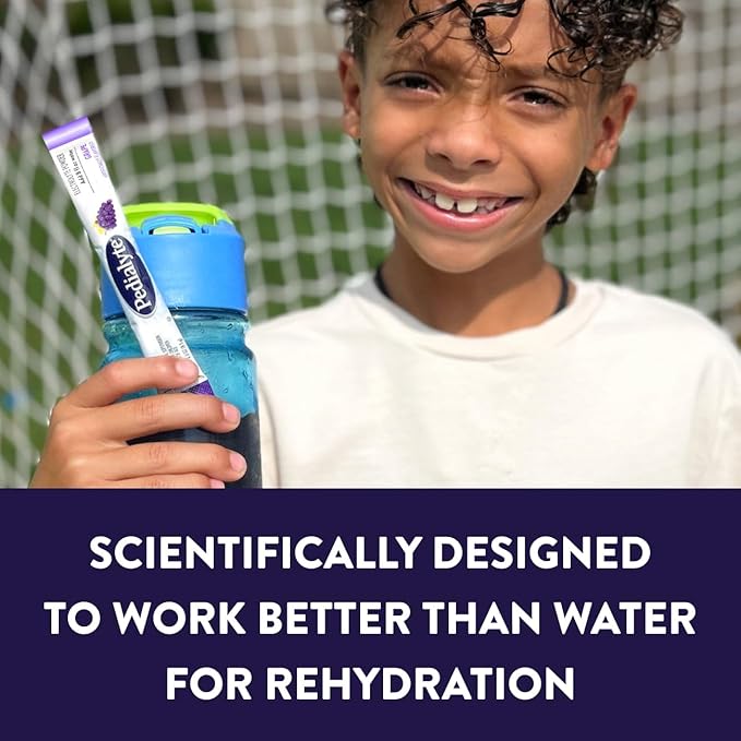 Pedialyte Electrolyte Powder Packets | Hydration Drink for Kids & Adults | Hydration Station Variety Pack: Grape, Strawberry Lemonade, and Orange, 80 Powder Packets
