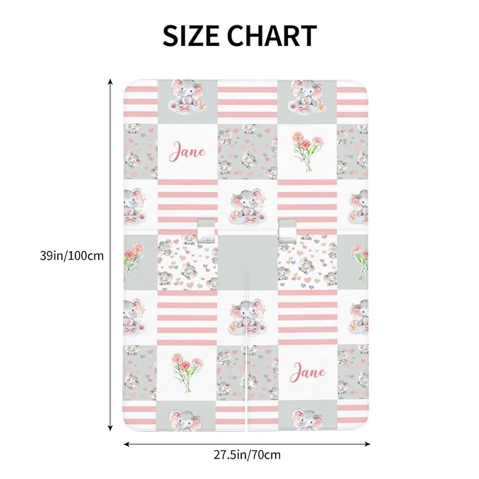 Personalized Floral Elephants Baby Car Seat Canopy for Babies with Name, Custom Car Seat Covers for Girls, Opening Minky Nursing Breastfeeding Cover Infant Carseat Canopies for Newborn