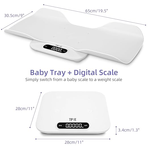 Baby Weight Scale, Infant Scale with Detachable Tray, Pet Scale for Cat Dog, Multiple Weighing Scale for Toddler, Children, Pet and Adult Auto-Rotation LED Screen, Up to 400lb/180kg