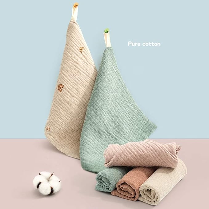 Nisstiiv Baby Washcloths Muslin Cotton Face Towels, Burp Cloth, Saliva Towel, Handkerchief for Newborns Infants, 5 Pack, GGBHN09