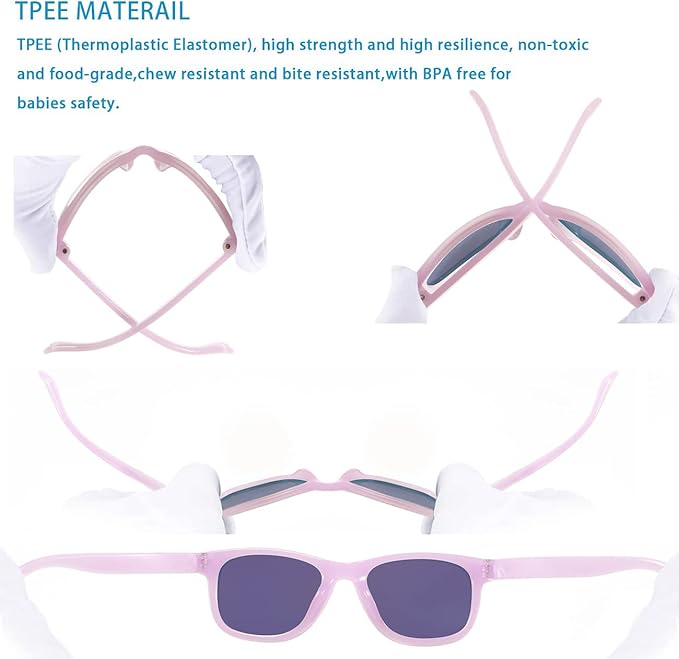 MAXJULI Baby Infant Sunglasses Safe, Soft, With Adjustable Strap 0-24 Months BPA Free 7002