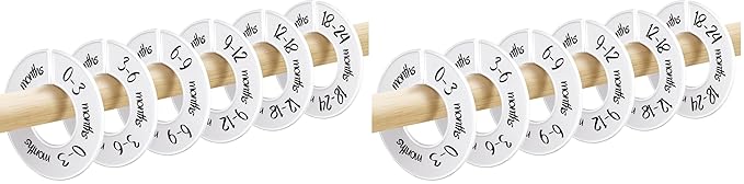 Pro Goleem Baby Closet Dividers Unisex Baby Closet Organizer for Nursery Baby Clothes Size Age Dividers Fits 1.5" Rod 6 PCS (Pack of 2)