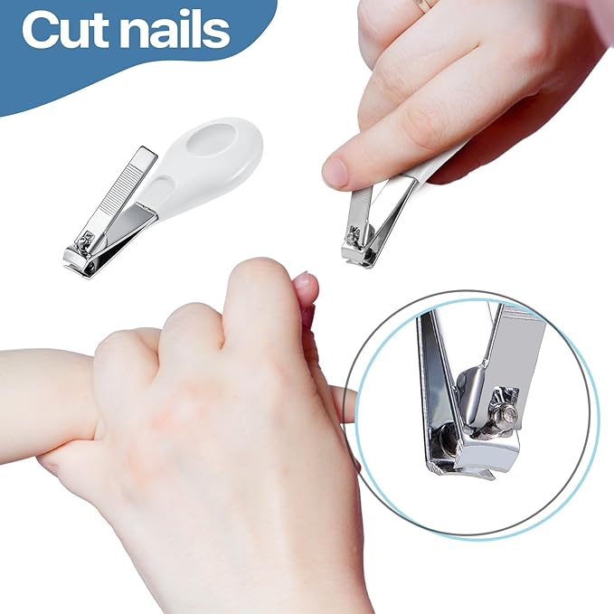 20 Pcs Baby Nail Clippers Bulk Blue Fold Up Stainless Steel Finger Trimmer Cutter for Newborn Infant, Home Travel Nursery(White)