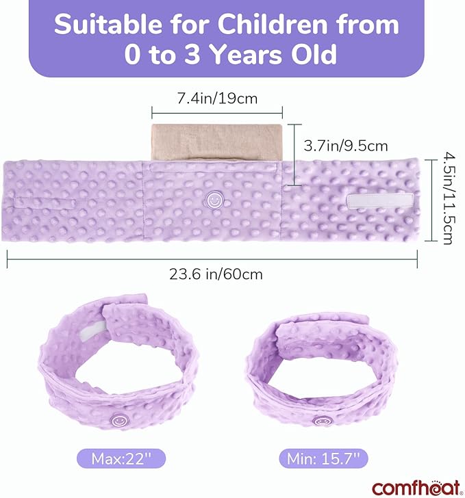 Colic and Gas Relief for Newborns and Infants, Flaxseed Heated Tummy Wrap, Baby Swaddling Belt with Soothing Warmth, Natural Relief for Upset Stomach in Babies and Toddlers, 0-3 Years (Puple)