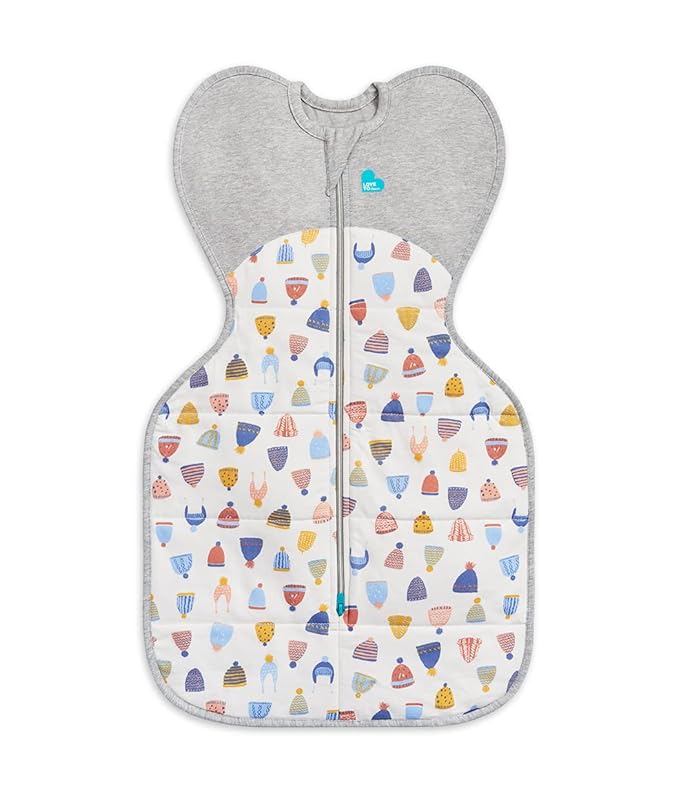 Love to Dream Warm Swaddle UP 2.5 TOG Baby Sleep Sack for Autumn & Winter | Arms Up Position for Self-Soothing, Calms Startle Reflex | Medium 13-19 lbs, White Happy Hats