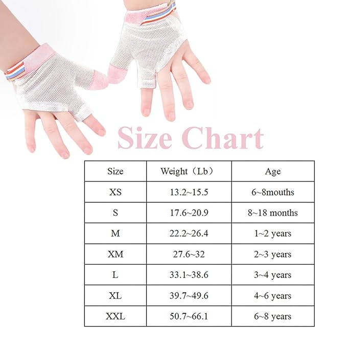 HS&ROXIN Thumb Sucking Guard for Kids with Finger Sucking Guard Gloves to Stop Thumb Sucking Deterrent Gloves for Ages 6 Months to 8 Years (Pink, XS)
