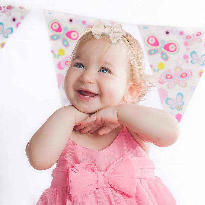 Baby Girl Hairband, 6pcs Nylon Headbands, Stretchy Knot Hair Bows, Double Layer Baby Bow Hair Accessories, Gift for Newborn Infant Toddlers Kids