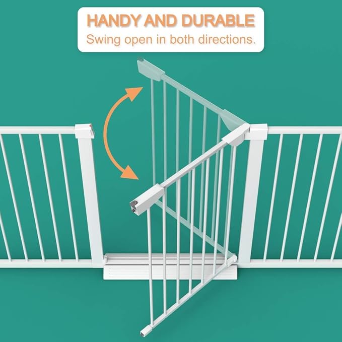 Fairy Baby 25.6-28.3 Inch Narrow Easy Install Baby Gate, Metal Safety Child Gate for Doorways, No Drilling Pressure Mounted Pet Gate for Small Stairs, No Extensions, White