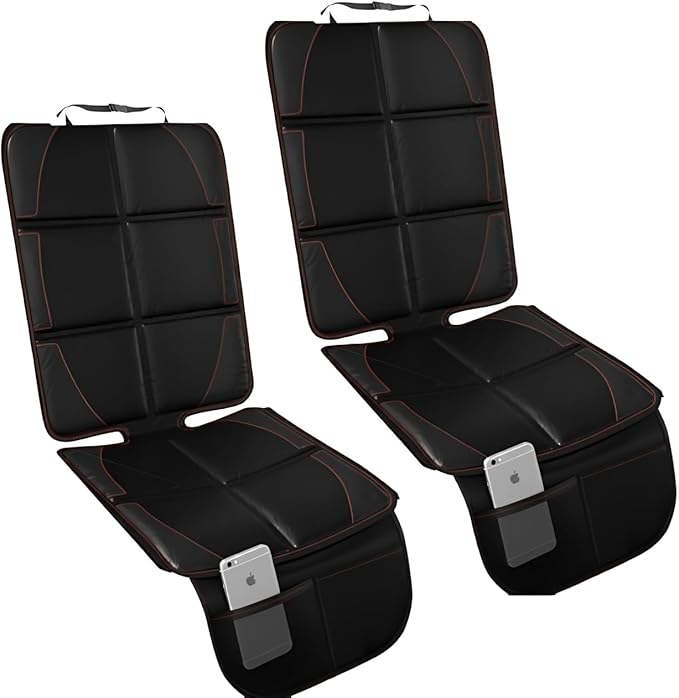 Japard Car Seat Protector for Baby Child Car Seats, Anti Skid Pad Cover Mat for Under Carseat to Protect Automotive Vehicle PVC Leather Oxford Cloth Upholstery (2 PCS)