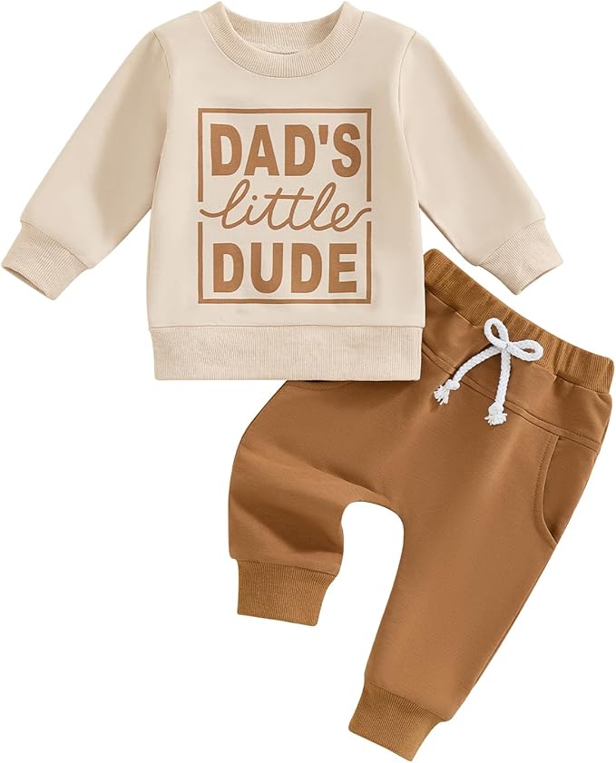 ZAXARRA Toddler Newborn baby boys Fall Outfits Long Sleeve Letter Print Sweatshirt Tops Pocket Pants Casual Clothing Sets