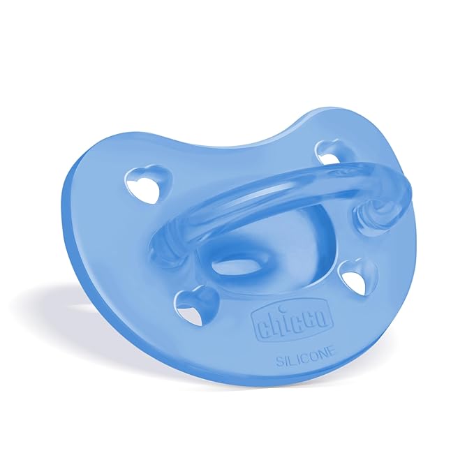 Chicco PhysioForma Silicone Orthodontic Pacifier, 6-16m | 100% Soft Silicone | Supports Breathing & Oral Development | Satin-Textured Nipple | Includes Sterilizing Case | BPA Free | Blue/Green, 2pk
