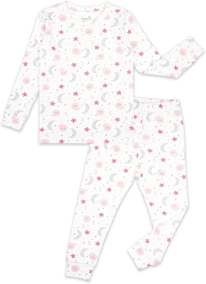 moimoln Sibling Matching 6M-8Y Soft Warm Cotton Modal Character Long Sleeve Snug-Fit Pajama Long Sleeve Sleepwear Daily
