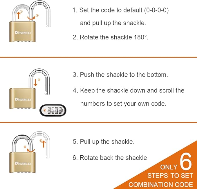 2 Pack 4 Digit Heavy Duty Combination Lock 1.3 Inch Shackle Outdoor Waterproof Padlock for Case, Gate, Fence, School Gym Locker, Sports Locker (Brass)