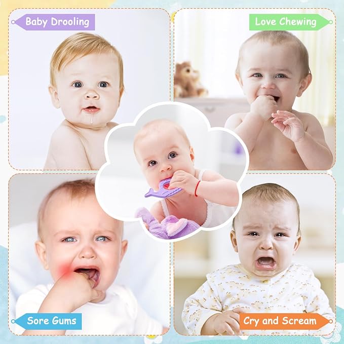 BEBOAN Silicone Baby Teething Toys, 5 Pack Cute Baby Teether Teething Ring Chew Toys Frozen Teether, BPA Free Easy to Grip Gifts for Infant Girls Boys 3 Months +