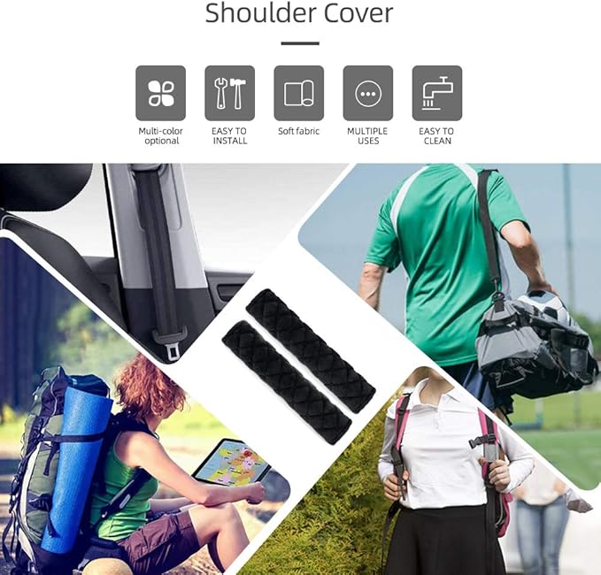 surpassme Car Seat Belt Pads Cover, 2 Pack Seat Belt Shoulder Strap Covers Protector to Release Stress to Your Neck and Shoulder for a Safety Driving (Black)