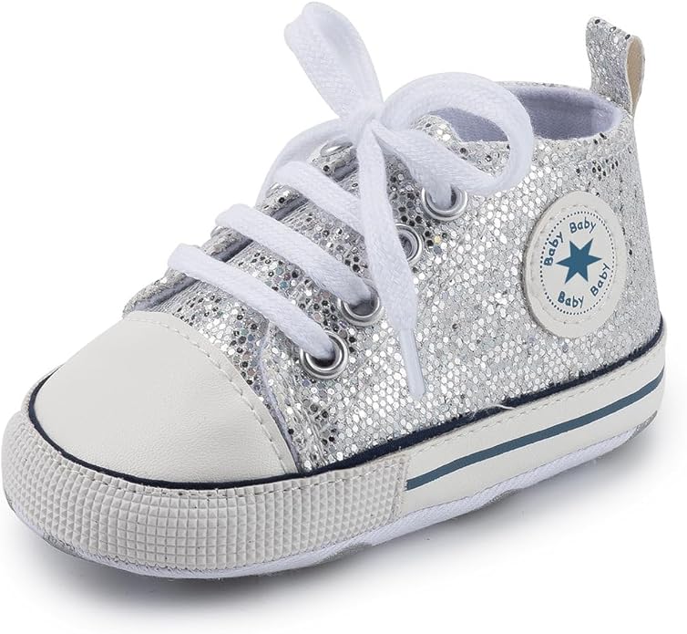 Unisex Baby Girls Boys Canvas High-top Shoes, Newborn Infant Anti-Slip Soft Sole Frist Walking Breathable Sneakers