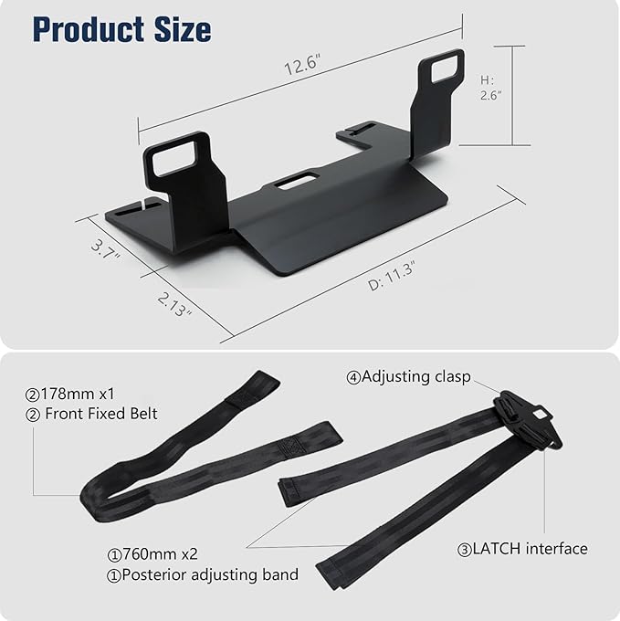 Universal Car Seat Mount Bracket for SUVs MPVs and Off-Road Vehicles, Child Safety Car Seat Latch Anchor Kit for ISOFIX Belt Connector, 321*144*85/95mm Latch Interface Mount Bracket