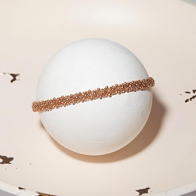 Zeroest Newborn Photography Props Baby Girl Photoshoots Pearl Headbands Infant Girl Photo Posing Beaded Headband Prop (Gold, One Size)