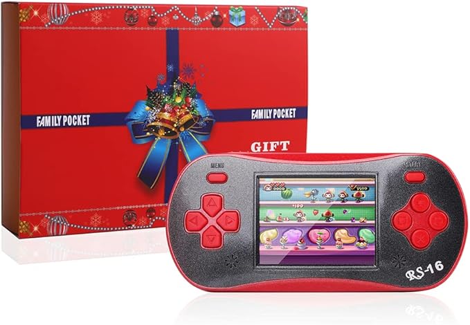 Handheld Game for Kids - FAMILY POCKET RS16 Portable Classic Controller 260 Game 2.5 inch LCD Retro Arcade Video Game System Children's Birthday Gift (red)