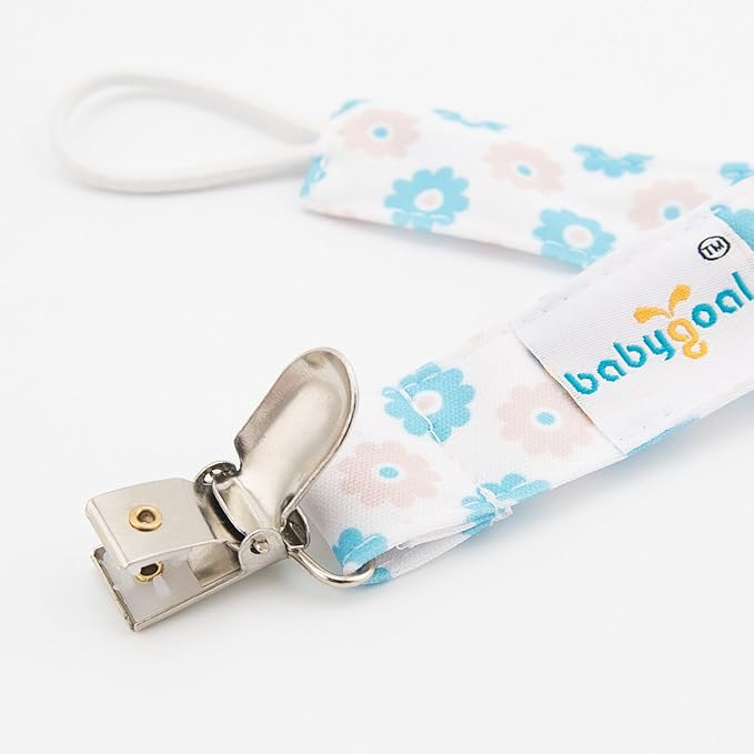 babygoal Baby Girl Pacifier Clips with Pacifier Case, 4 Pack Metal Clips for Boys and Girls Fits Most Pacifiers and Binkies 4MP04-HZ