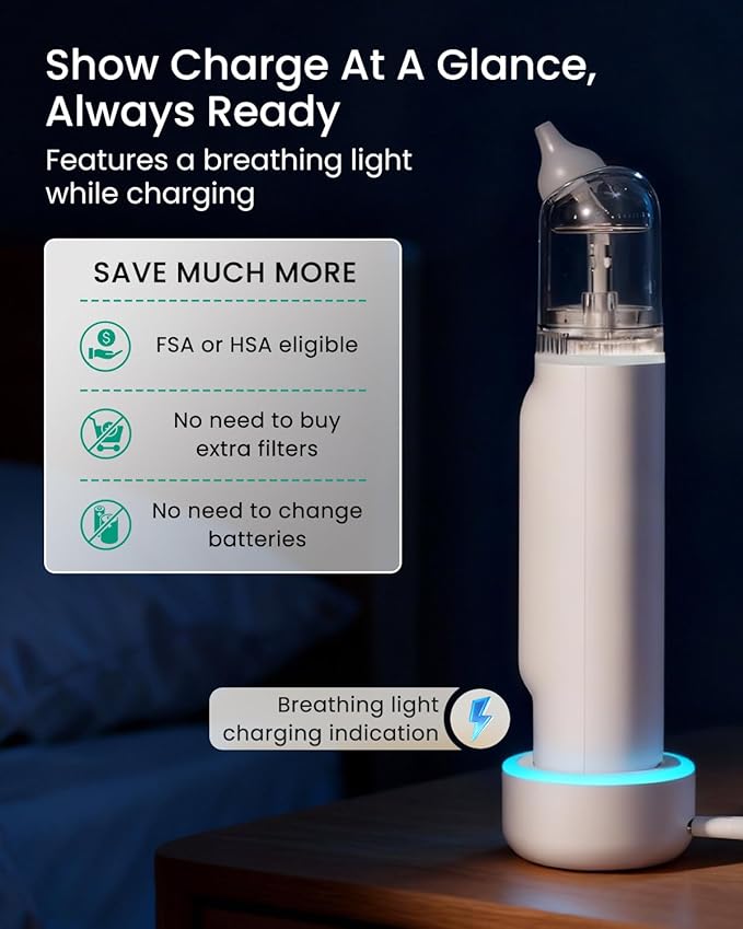 GROWNSY Nasal Aspirator for Baby, Upgraded 5 Suction Levels Baby Nose Sucker, IPX7 Waterproof Electric Nose Suction for Baby, Booger Sucker for Toddlers with Automatic Cleaning &Music &Light Functions