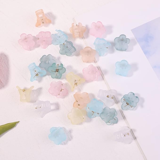 48Pcs Small Hair Claw Clips, Mini Hair Clips No-Slip Grip Jaw Clips Mix Colored Flower Hair Accessories for Women Girls