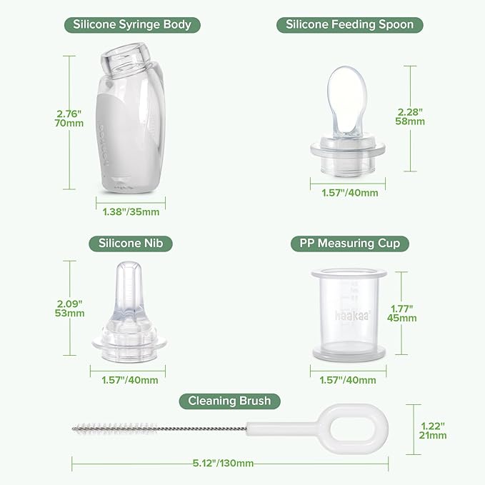 haakaa Penguin Dual Feeding Syringe Set-Baby Medicine Dispenser and Food Dispensing Spoon Feeder,Medical-Grade Silicone