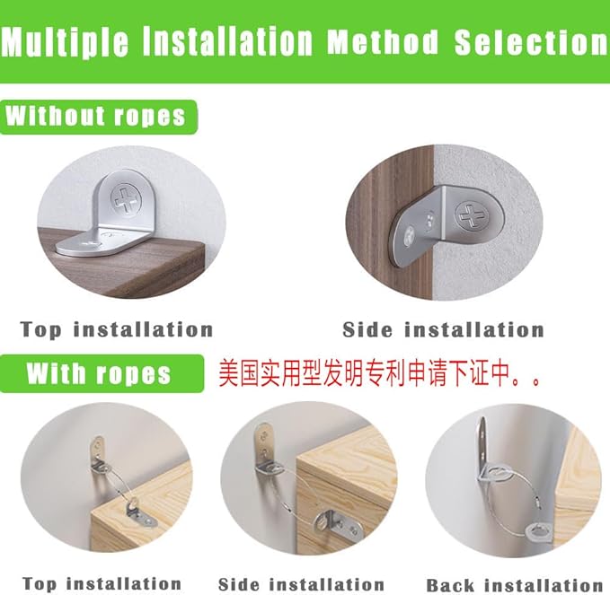 Furniture Anchors Small Aesthetic Earthquake Straps for Furniture Dresser Wall Anti-Tip Furniture Safety Anchor to Childproof and Babyproof Your Home Holds Up to 500 Pound 4pcs Bracket
