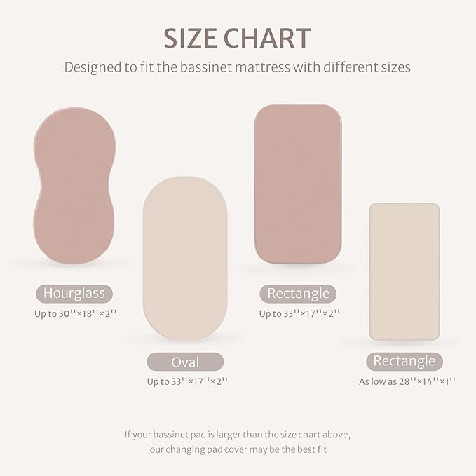 Blissful Diary Muslin Bassinet Sheets for Baby Girls Boys, Boho Soft Cotton Fitted for Oval Hourglass Rectangle Mattress, 2 Pack(Dusty Pink Checkboard & Dusty Pink)