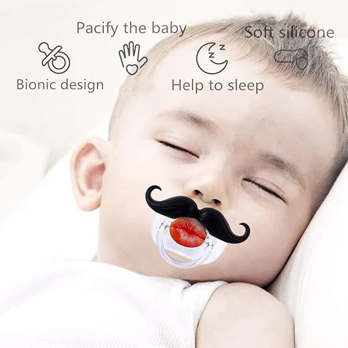 Funny Baby Pacifiers,Kissable Mustache Pacifiers, Toddlers Cutes Pacifiers, BPA Free