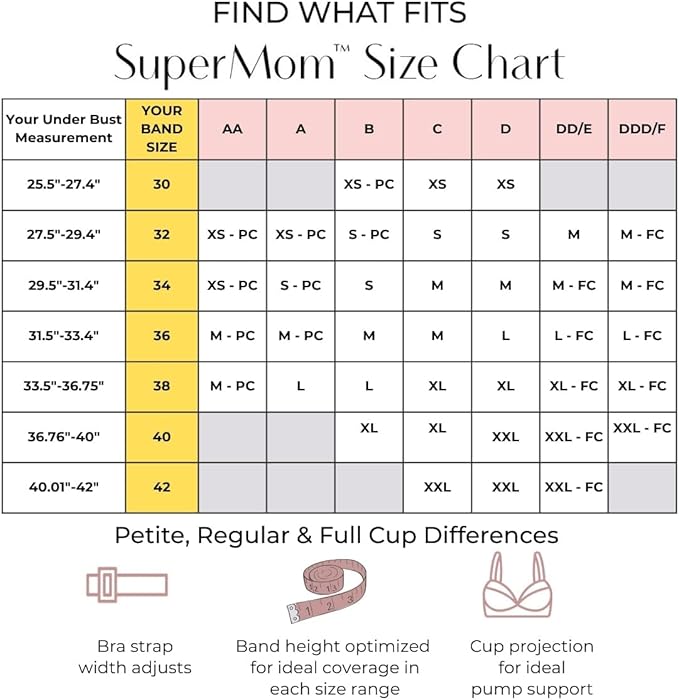 Supermom Silhouette with Removable Pads, Pumping Bra Hands Free, Adjustable Pumping & Nursing Bra for All Breast Pumps