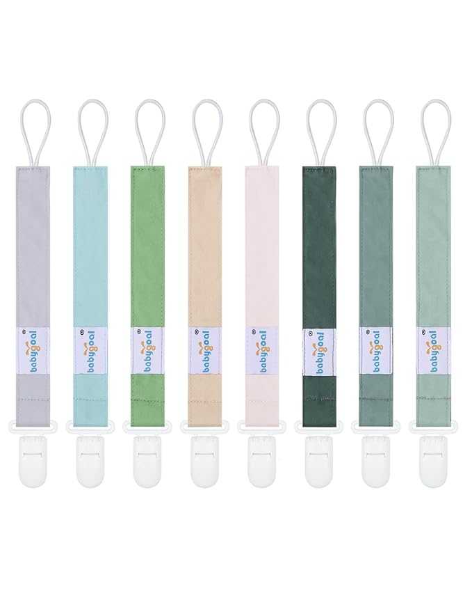 babygoal Baby Pacifier Clips 8 Pack, Pacifier Holder Clips Fits for Most Pacifier and Binkies-Neutral Color 8PS43