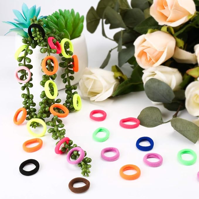 Baby Hair Ties, Cotton Toddler Hair Ties for Girls, Kids Seamless Hair Bands, Girls Elastic Ponytail Holders, Diameter 0.97 Inch and Assorted Colors by Qarwayoc