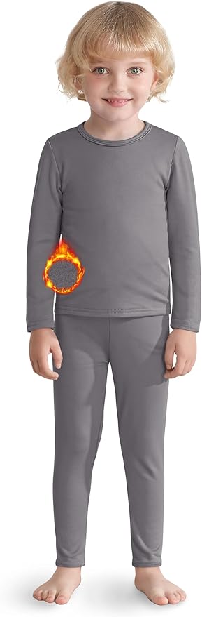 VZV 2T-6Y Toddler Thermal Set Thermal Underwear for Kids Fleece Lined Toddler Base Layer Long Johns for Kids Boys Girls