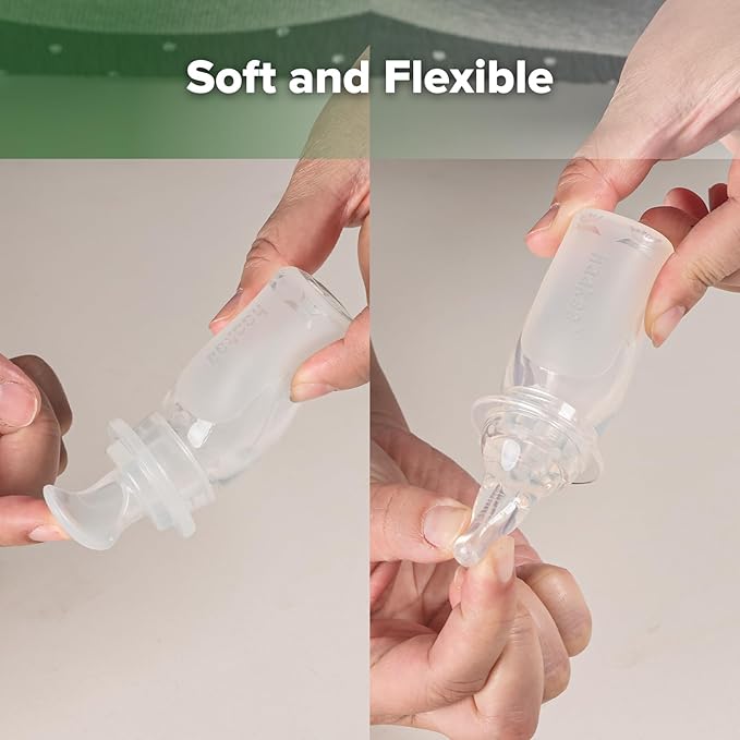 haakaa Penguin Dual Feeding Syringe Set-Baby Medicine Dispenser and Food Dispensing Spoon Feeder,Medical-Grade Silicone
