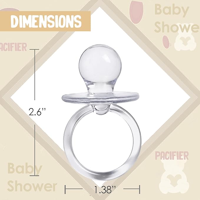 Baby Pacifier 2.5" Baby Shower Favors Decoration (Clear, 36 Count)