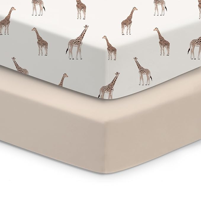 Crib Sheets 2 Pack, Fitted Crib Sheet for Standard Crib Mattress 28x52x9, Ultra Soft Jersey Knit, Breathable Stretchy Deep Pocket, Snug Fit Stays Put, Baby Crib Mattress Sheet