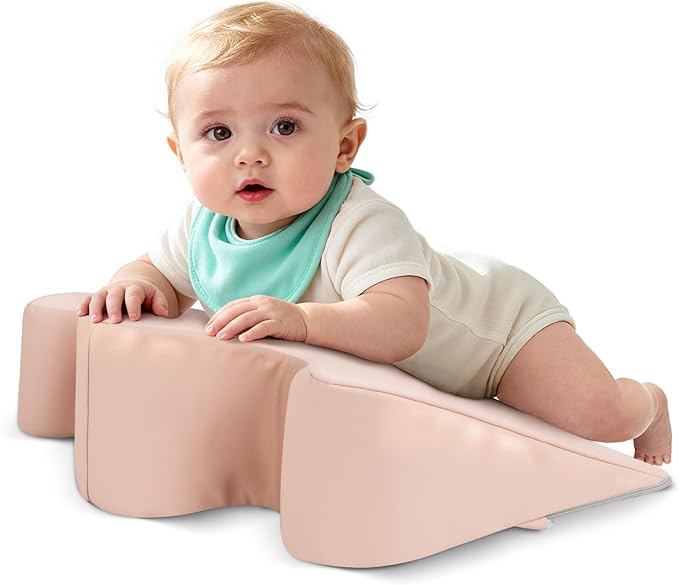 Tummy Time Prop for Baby Gas, Colic Relief & Burp, Nursing Reflux Prop for Feeding, Neck, Shoulder and Body Support, Activity Support Pillow for Newborns and Infant 0-12 Months - Pink