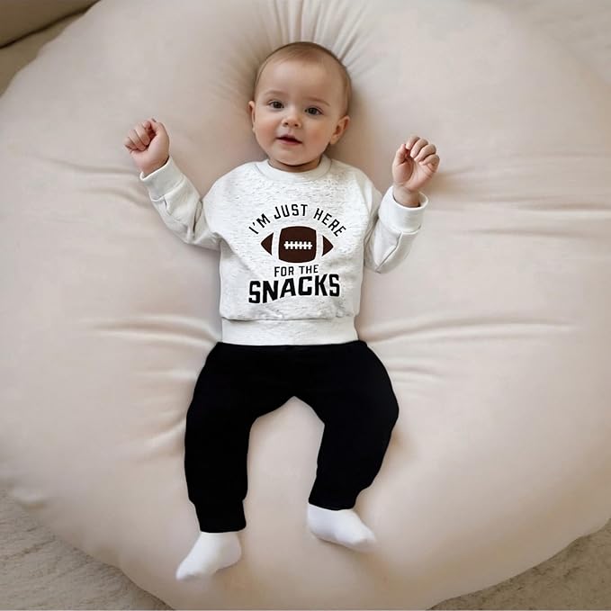 Baby Boy Fall Clothes Set Long Sleeve Football Print Sweatshirt Pants Toddler Infant Outfits 6 12 18 24 Months 2T