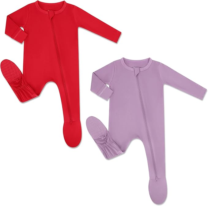 HAPIU Rayon from Bamboo Baby Footed Pajamas, 2 Way Premium Zipper, Footie for Baby Boy Girls, Newborn-24 Months
