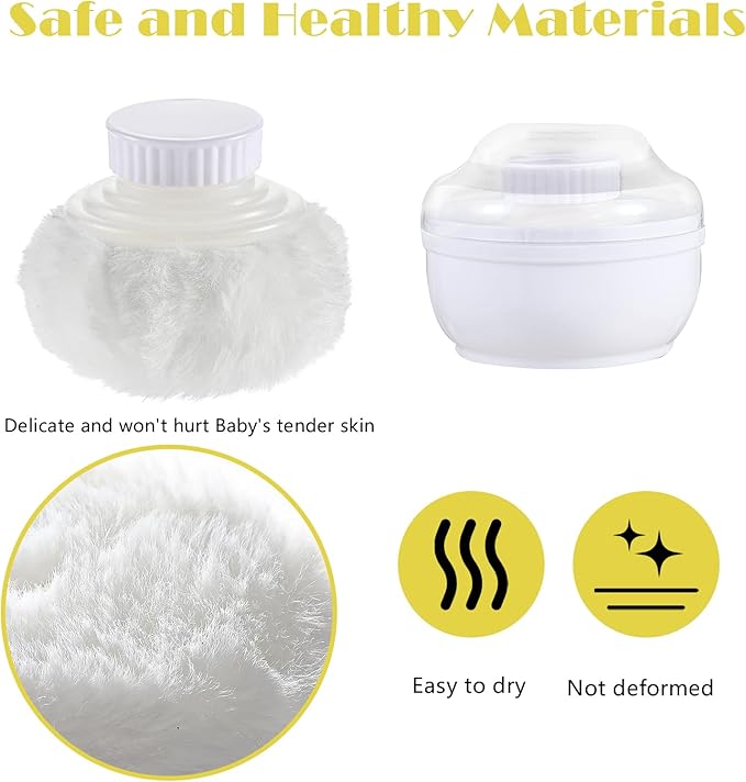 Sibba Storage Body Powder Container, 3.15 Inch Powder Puff with Container, Fluffy Body After-Bath Powder Case, Baby Care Talcum Powder Puff Box with Hand Holder
