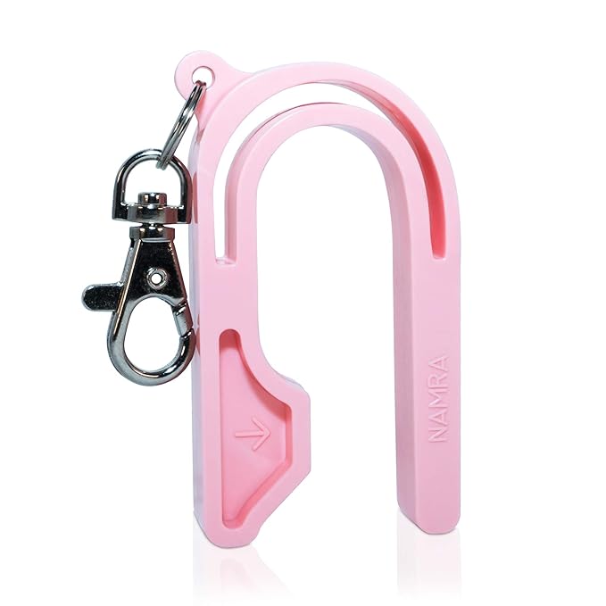 The Car Seat Key - Original Car Seat Key Chain Buckle Release Tool - Easy Unbuckle Opener Aid for Nails, Parents, Grandparents & Older Children by NAMRA Made in USA (Pink)