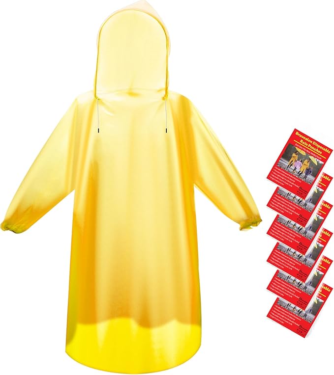 6 & 20 & 50 Pack Disposable Rain Ponchos for Adults/Youth, Waterproof PE Raincoats with Drawstring, Camping/Emergency