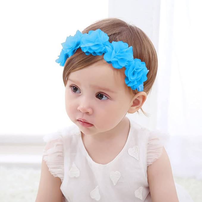 Fmeida Baby Girls Headbands for 4-24M | Soft Flower Crown (Fits 14.96"-18.89" Head)