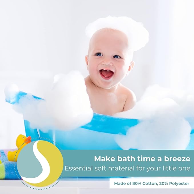 Spasilk Bath Hooded Towels & Washcloths Set for Babies, 2 Hooded Terry Bath Towels & 2 Washcloths, Grey Lion